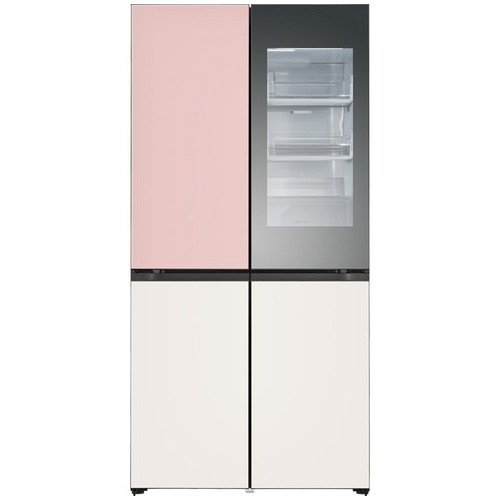 [색상선택형] LG전자 오브제 4도어 미스트 디오스 노크온 미러글라스 양문형 냉장고 방문설치(610L)