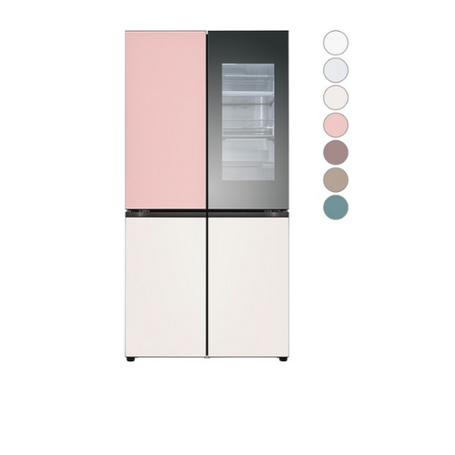 [색상선택형] LG전자 디오스 오브제컬렉션 노크온 매직스페이스 4도어 냉장고 글라스 865L M873AAA471