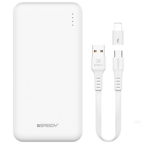 SPEEDY 슬림 듀얼 보조배터리 10000mAh + C타입 케이블 + 8핀 젠더