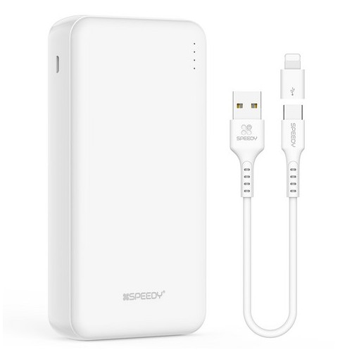 SPEEDY 슬림 듀얼 보조배터리 20000mAh 2A + C타입 케이블 + 8핀 젠더 세트