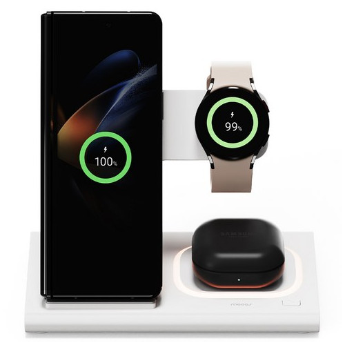 무아스 플랫스퀘어 3in1 고속 무선충전 무드등 거치대 23W 갤럭시워치 버전