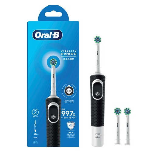 오랄비 D100 바이탈리티 크로스액션 전동칫솔 세트, 3710블랙, 1개