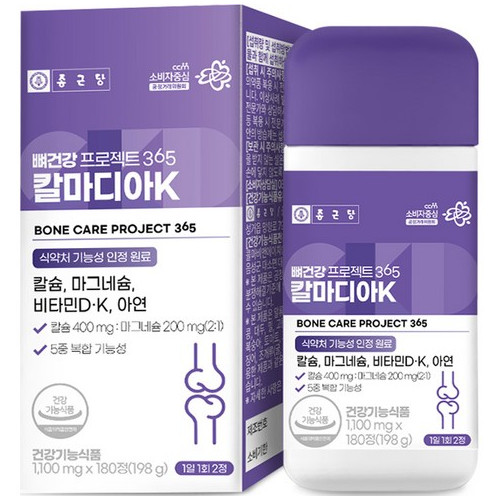종근당 뼈건강 프로젝트 365 칼마디아 K 198g, 180정, 1개
