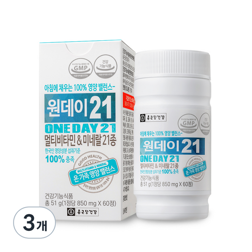 종근당건강 원데이21 멀티비타민 & 미네랄, 60정, 3개