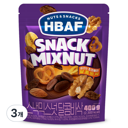바프 넛츠 앤 스낵스 달콤바삭 스낵 믹스넛 400g, 3개