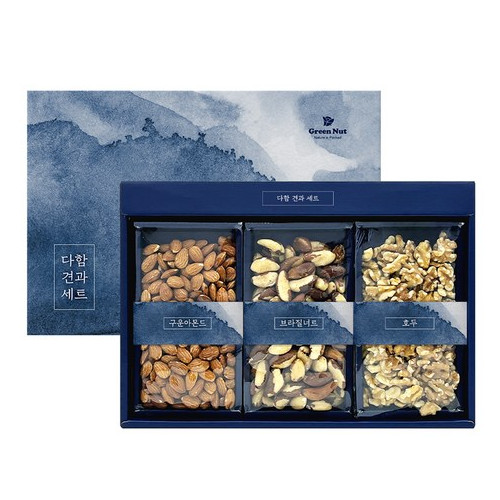 그린너트 다함견과 구운아몬드 280g + 너트 290g + 호두 190g 선물세트, 1세트