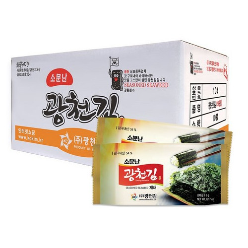 소문난광천김 재래도시락김, 5g, 90개