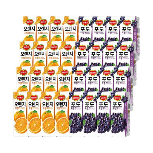 델몬트 드링크 오렌지 + 포도 2종 혼합 / 과일 팩 음료