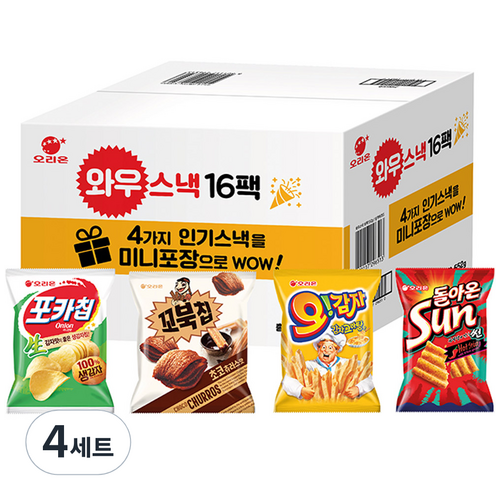 와우스낵 과자 선물세트, 포카칩 30g x ..., 4세트