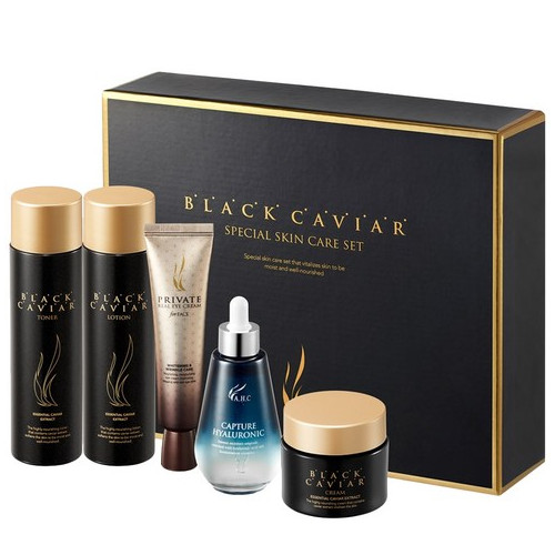 AHC 블랙 캐비어 스페셜 스킨케어 5종 세트 + 쇼핑백, 1세트
