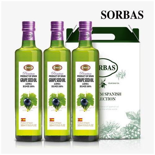 소르바스 포도씨유 500ml x 3병 오일선물세트