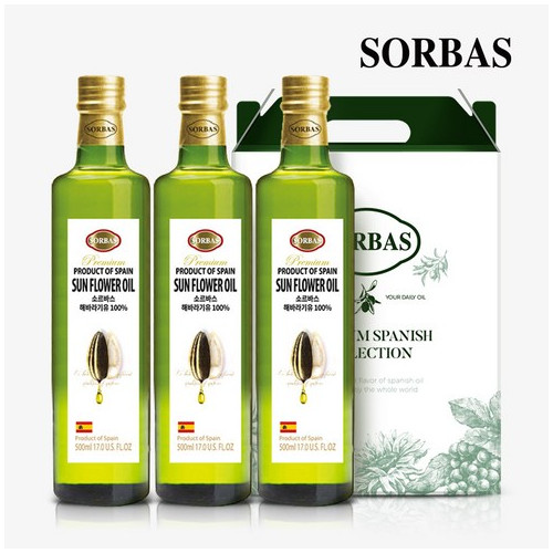 소르바스 해바라기유 500ml x 3병 오일 선물세트