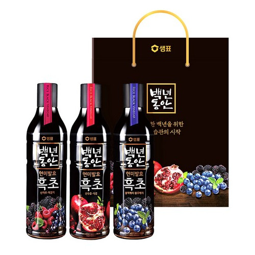 백년동안 2020 현미발효 흑초 900ml x 3p 세트 1호