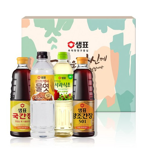 샘표 국간장 930ml + 물엿 1.2kg + 사과식초 900ml + 양조간장 930ml 선물세트