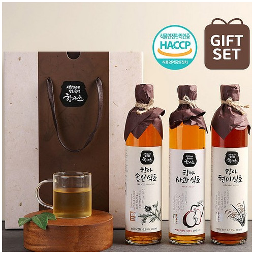 항아초 100%2종세트 500ml-2개 /자연발효건강식초음료 (사과+솔잎)